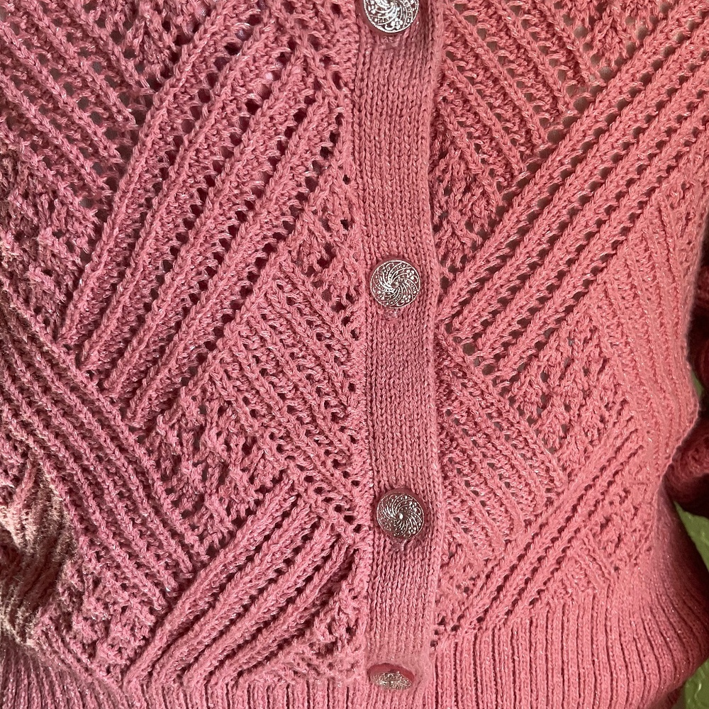Pink Cable Knit Cardigan - Picture 11 of 11